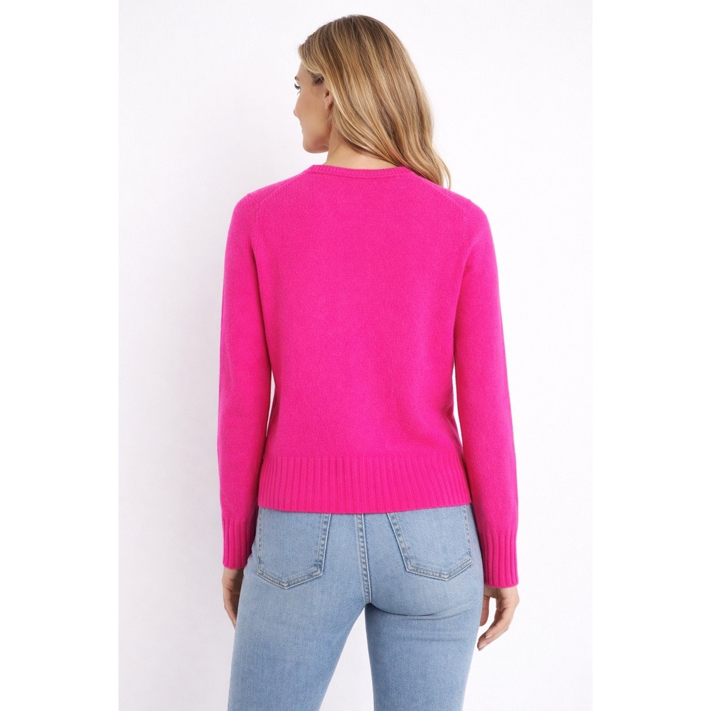 Ainsley 100% Cashmere Crew Neck Sweater‎ Women M Bright Pink Soft Cozy Luxury - Picture 7 of 16